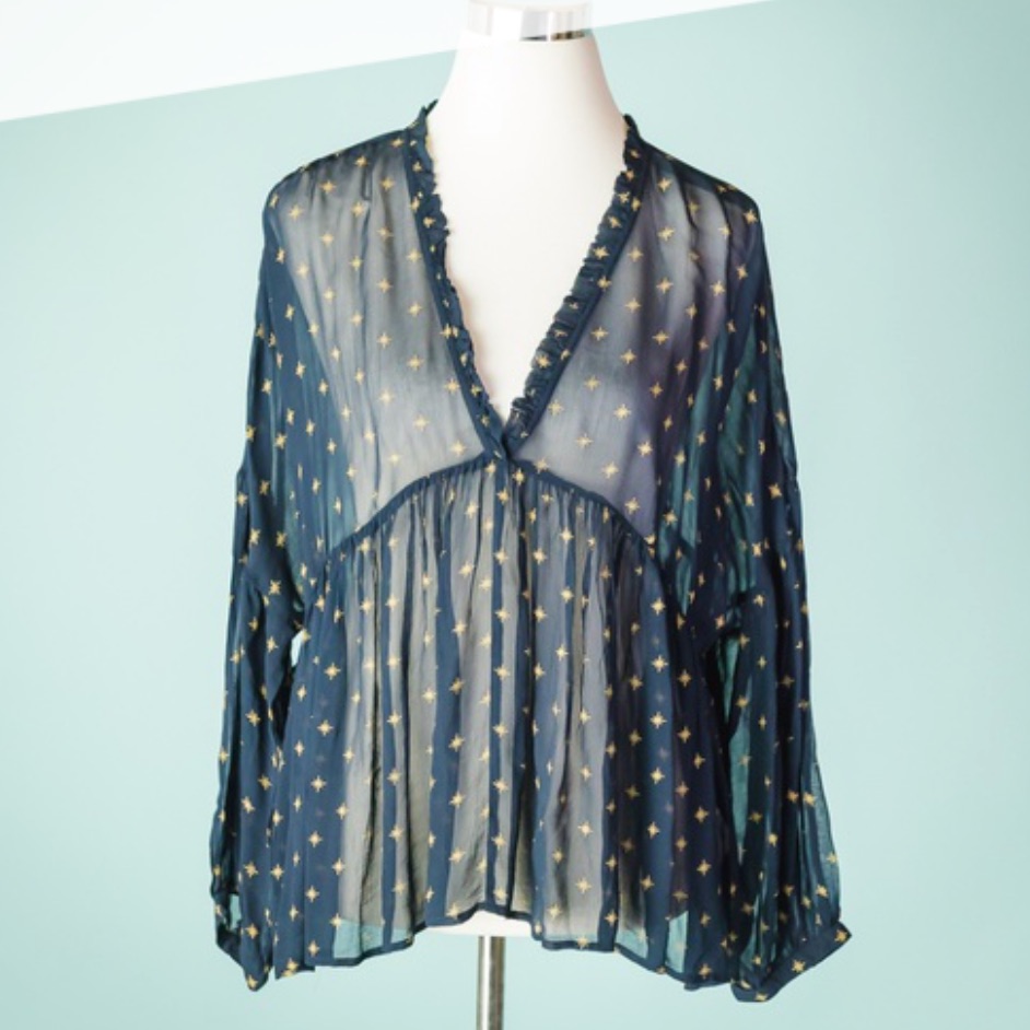 Lucky Brand Star Sheer Blouse